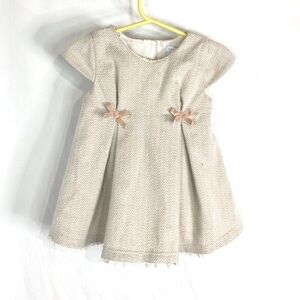TAHARI Lined Baby Girl Lace Trim Glitter Dress